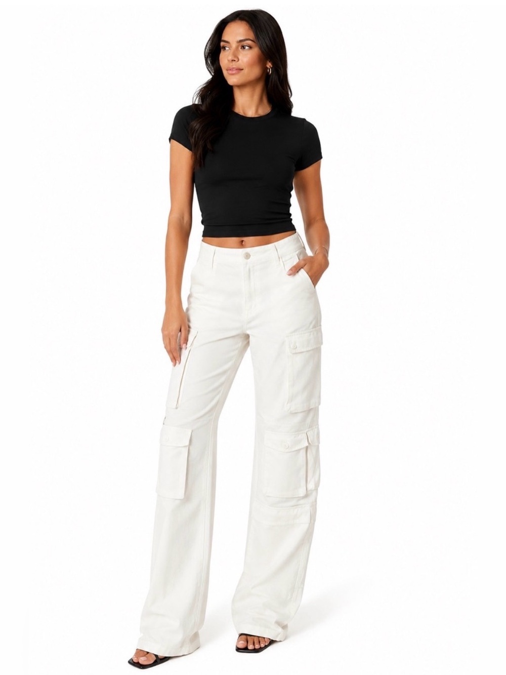 Alice + Olivia Cay Cargo Pant Off-White Size 24